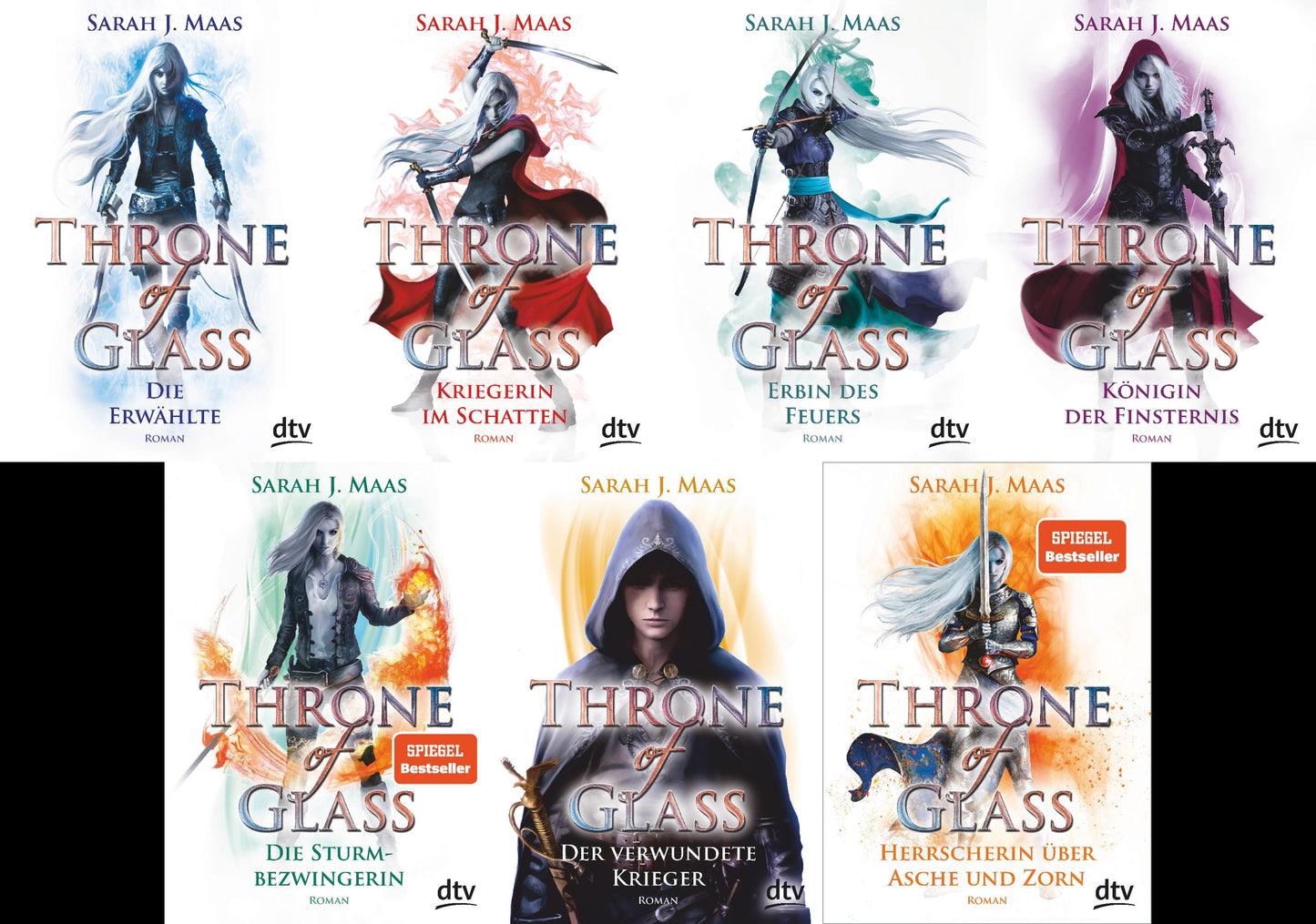 Die Throne of Glass-Reihe Band 1-7 plus 1 exklusives Postkartenset