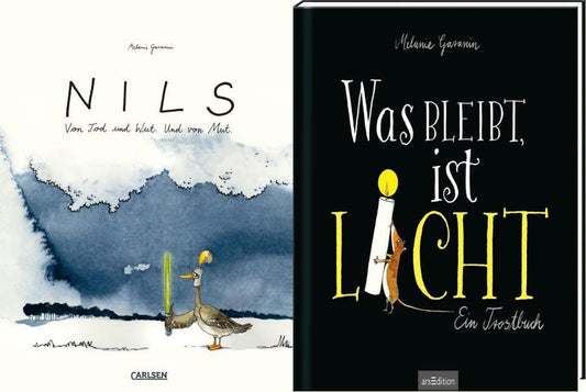 NILS + Was bleibt, ist Licht 2 Trauerbücher im Set + 1 exklusives Postkartenset