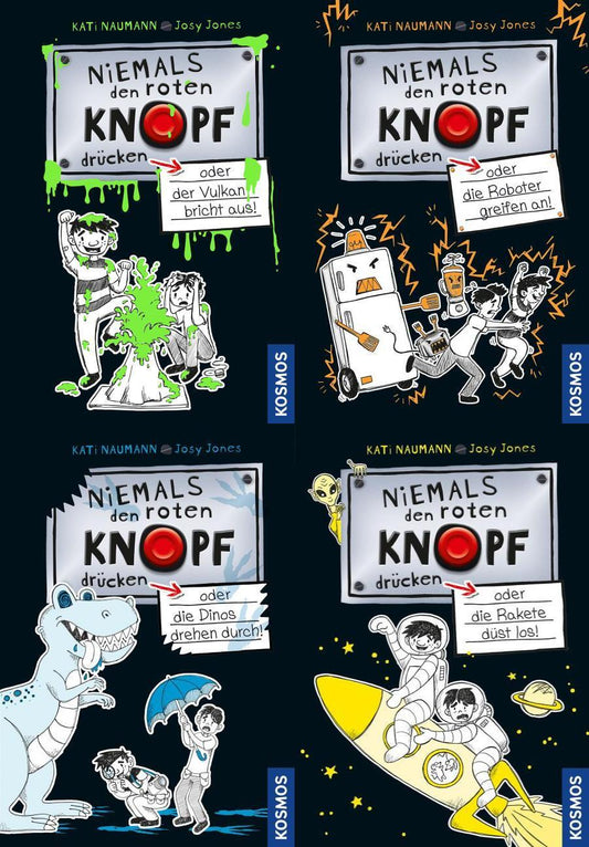 Niemals den roten Knopf drücken Band 1-4 plus 1 exklusives Postkartenset