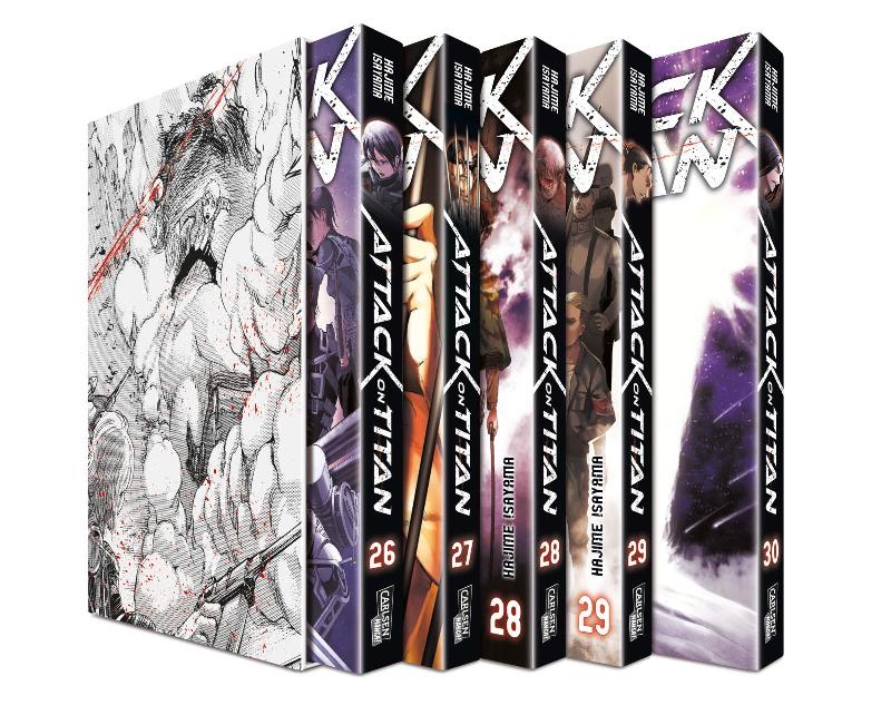 Attack on Titan Band 26-30 im Sammelschuber + 1 exklusives Postkartenset