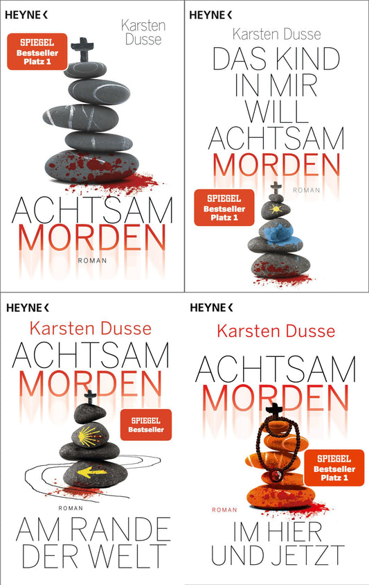 Karsten Dusse: Achtsam Morden-Reihe Band 1-4 + 1 exklusives Postkartenset