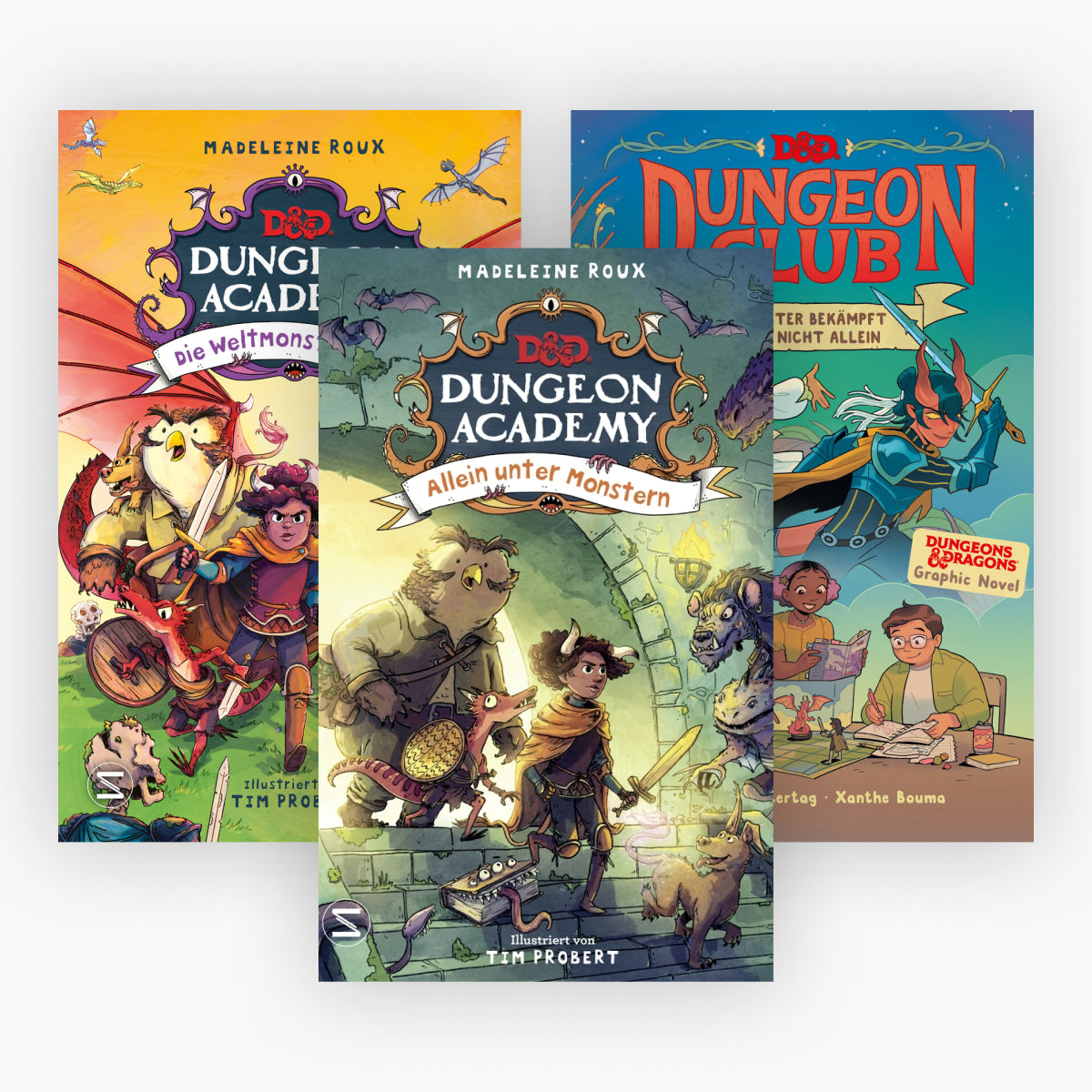 Dungeon Academy Band 1+2 + Dungeon Club + 1 exklusives Postkartenset