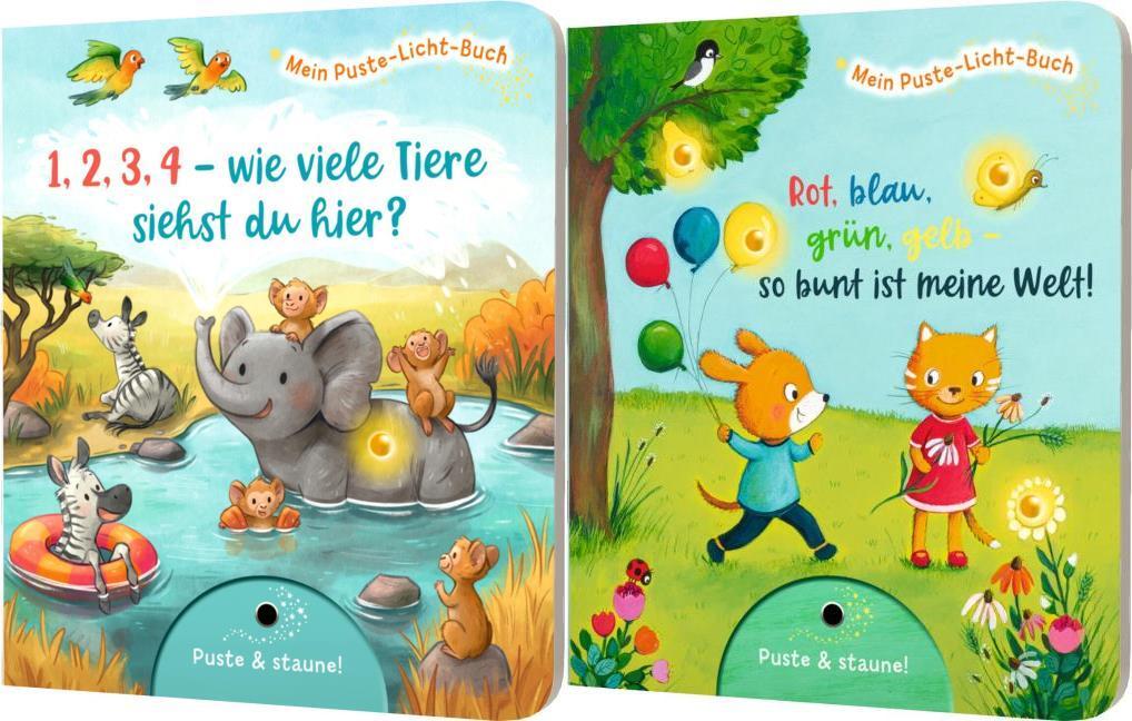 2 Puste-Licht-Bücher im Set + 1 exklusives Postkartenset