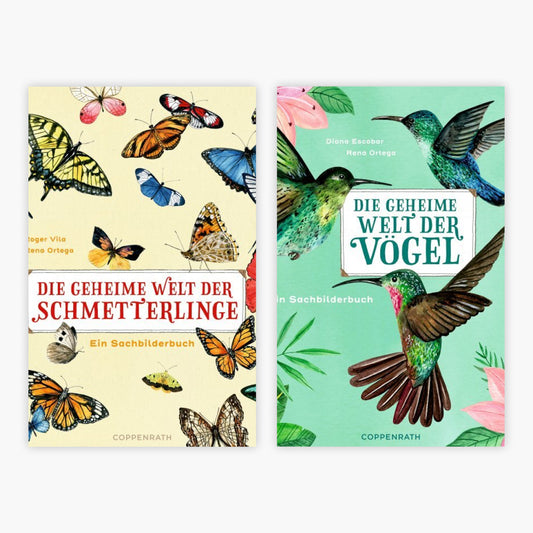 Die geheime Welt der Schmetterlinge + Vögel im Set + 1 exklusives Postkartenset