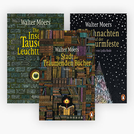 Die Stadt der Träumenden Bücher / Die Insel der Tausend Leuchttürme / Weihnachten auf der Lindwurmfeste + 1 exklusives Postkartenset