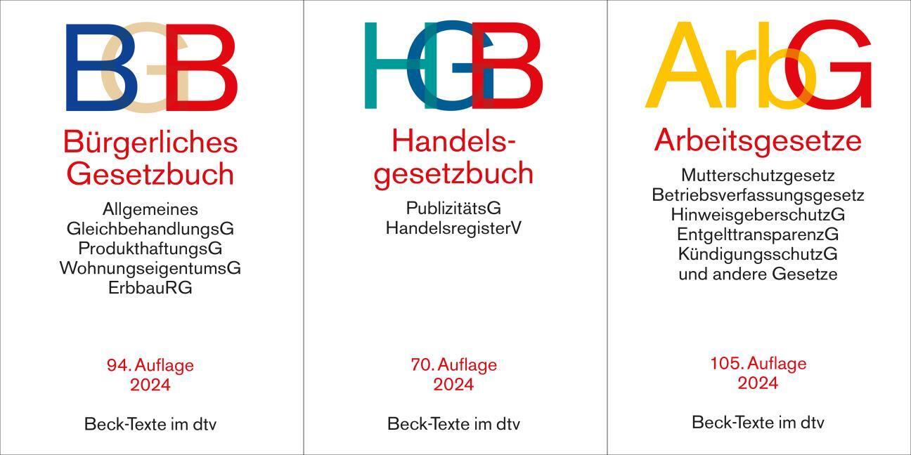 BGB + HGB + ArbG in der je aktuellen Auflagen im Set