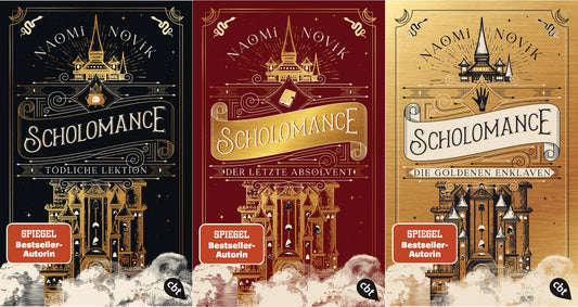 Die Scholomance-Reihe im Taschenbuchformat Band 1-3 plus 1 exklusives Postkartenset